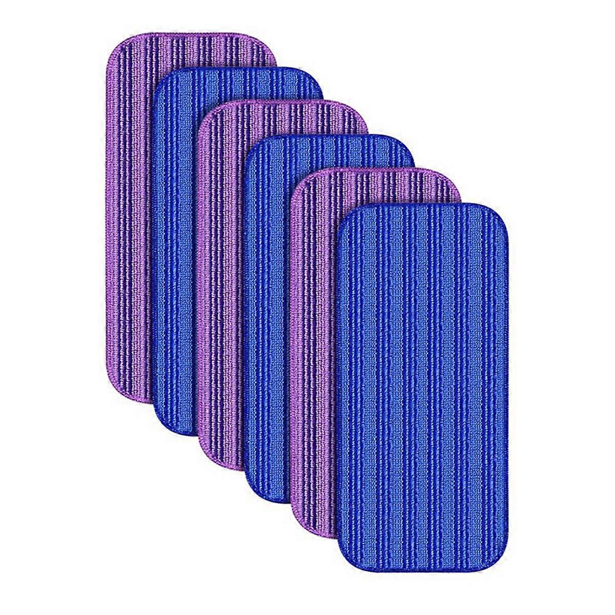 Reusable Mop Pads Compatible for Wet Jet Mop- 6Pack Refill Washable Microfiber Mop Pads 3 Purple 3 Blue A