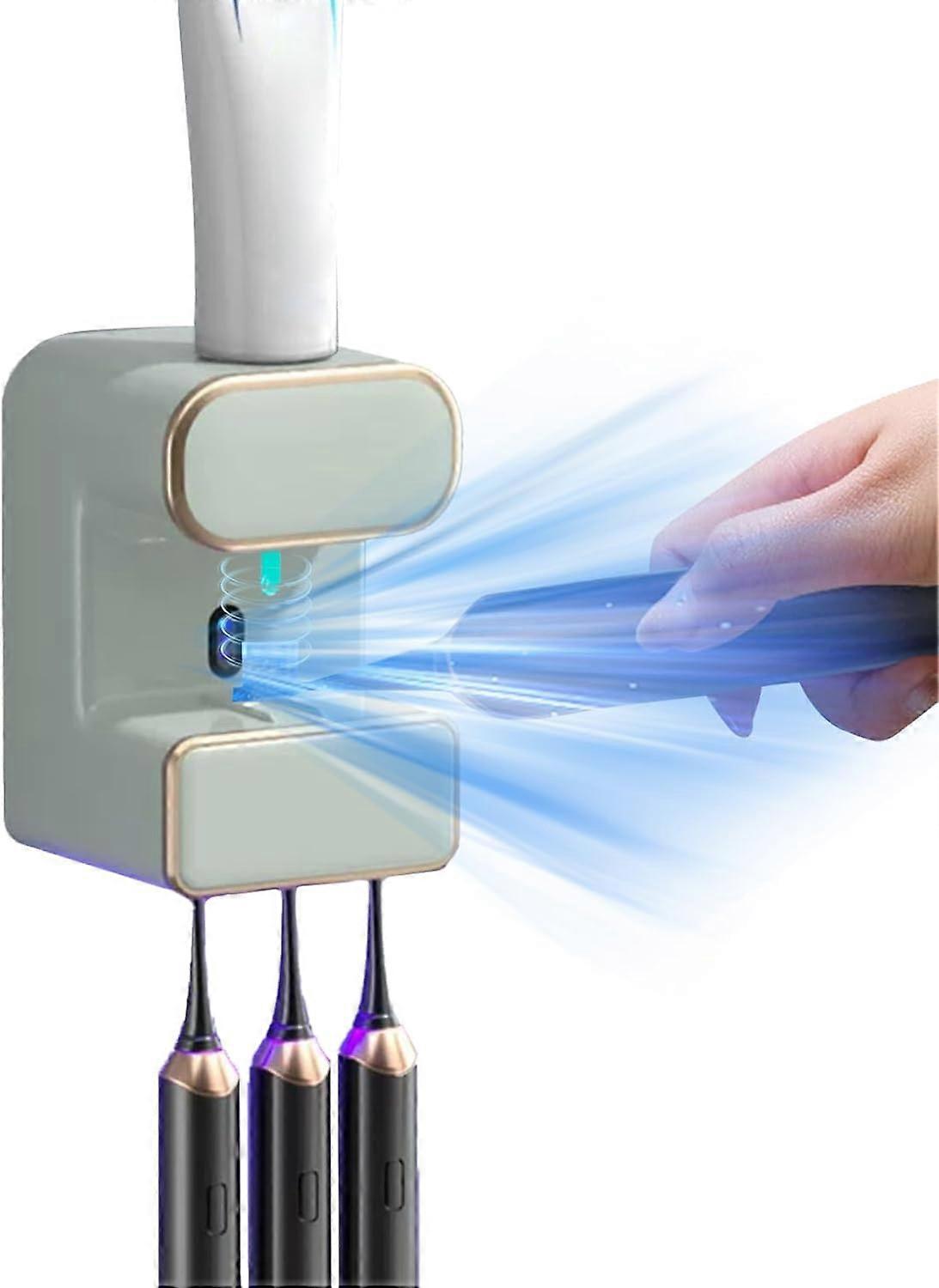 Automatic Toothpaste Dispenser,Wall Mounted Electric Toothpaste Dispenser with 3 Toothpaste Slots,UV Sterilizer Toothpaste Dispenser