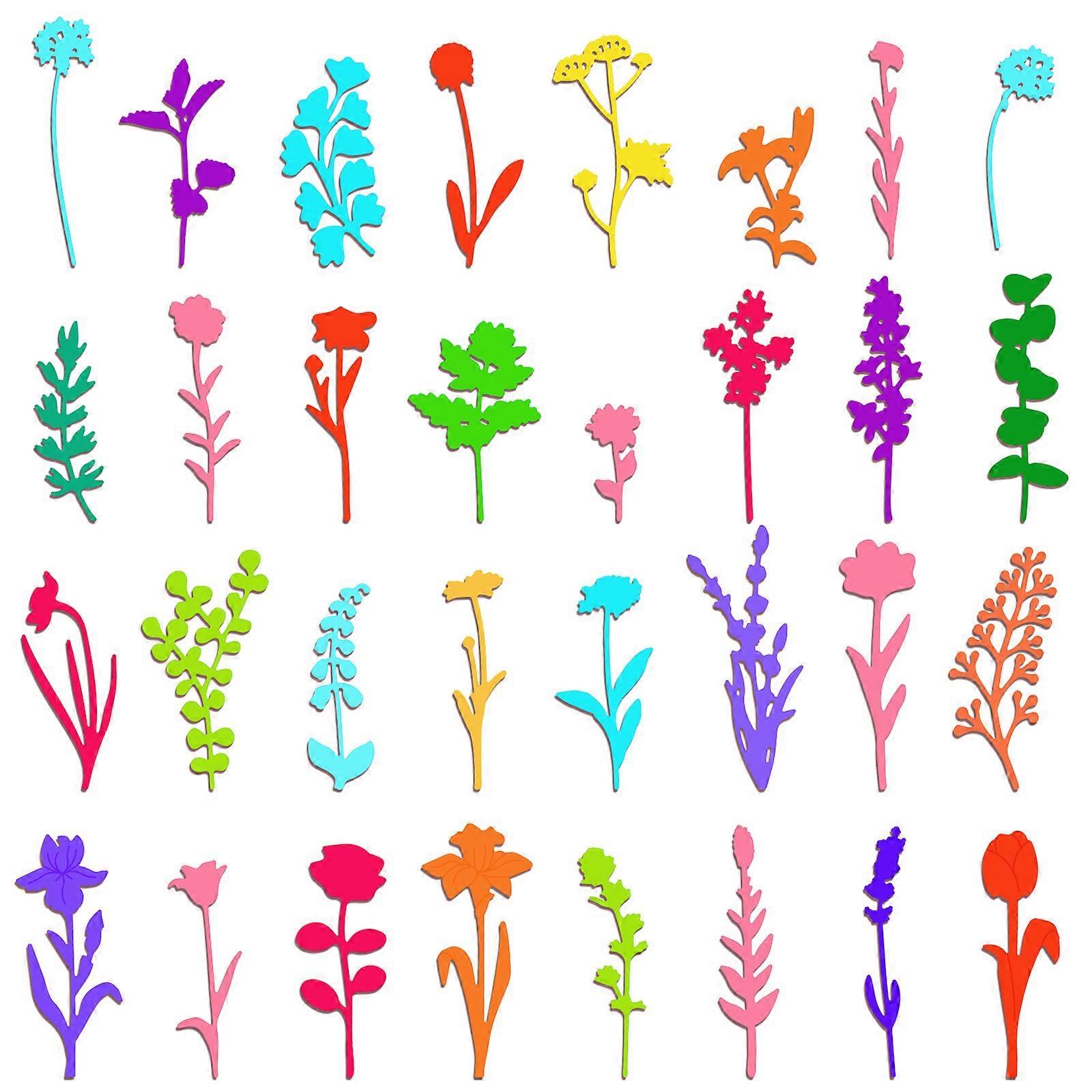 32Pcs Wild Flower Pattern Decoration Template Reusable carbon steel Stencil