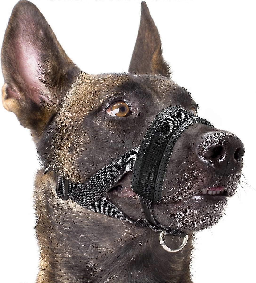 Nylon Soft Dog Muzzle, Anti-bit, Anti-bark, Anti-chew, Adjustable Ring (xl, Black)