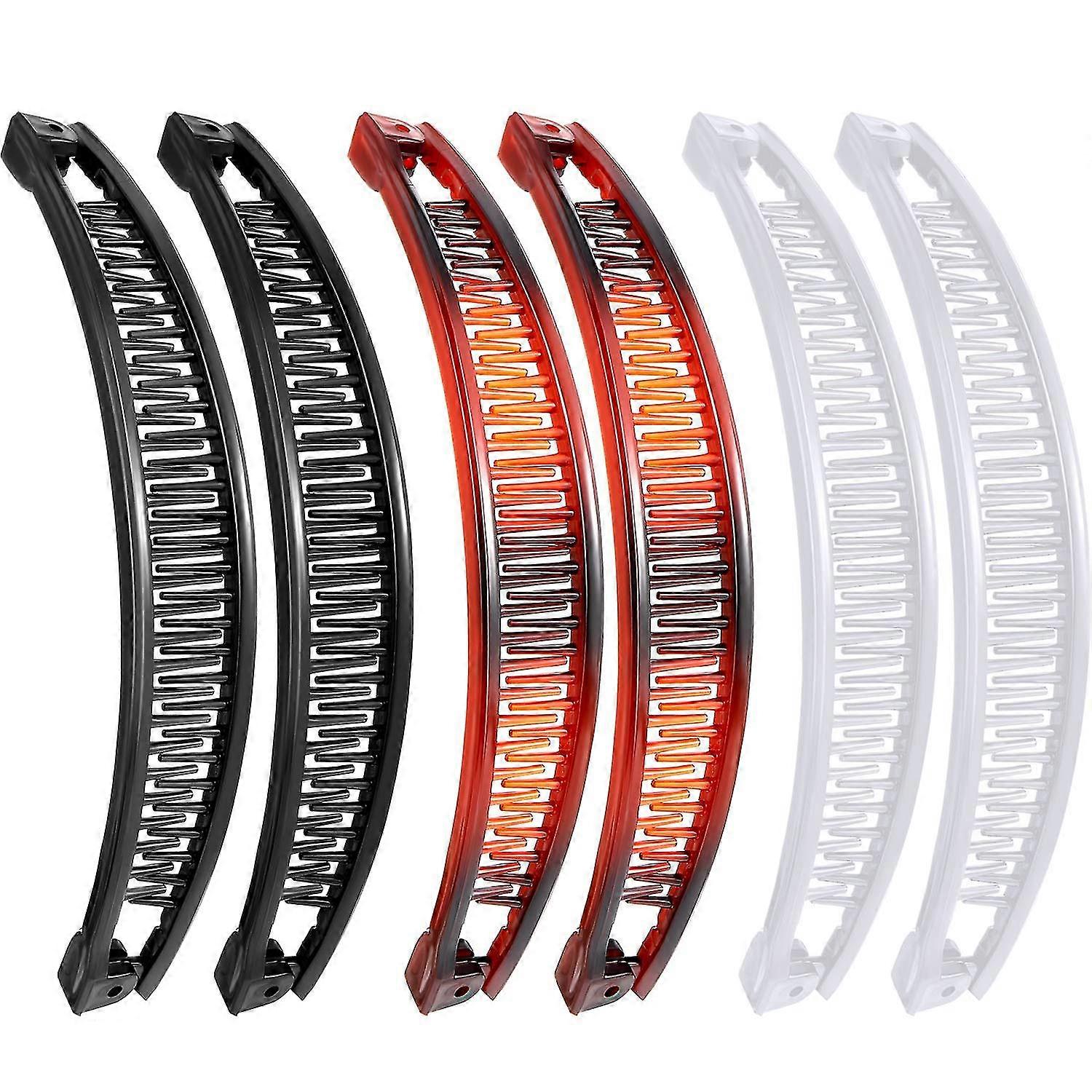 6-Pack Open Combs Banana Combs Banana Clips Grip Combs Fish Hair