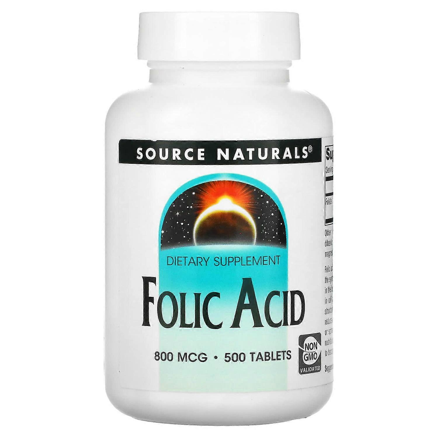 Source Naturals, Folic Acid, 800 mcg, 500 Tablets