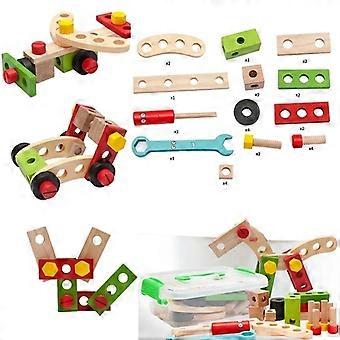 Educational Montessori Kids Toys Wooden Toolbox Pretend Play Set Preschool Children Nut Screw Assembly Simulation Carpenter Tool