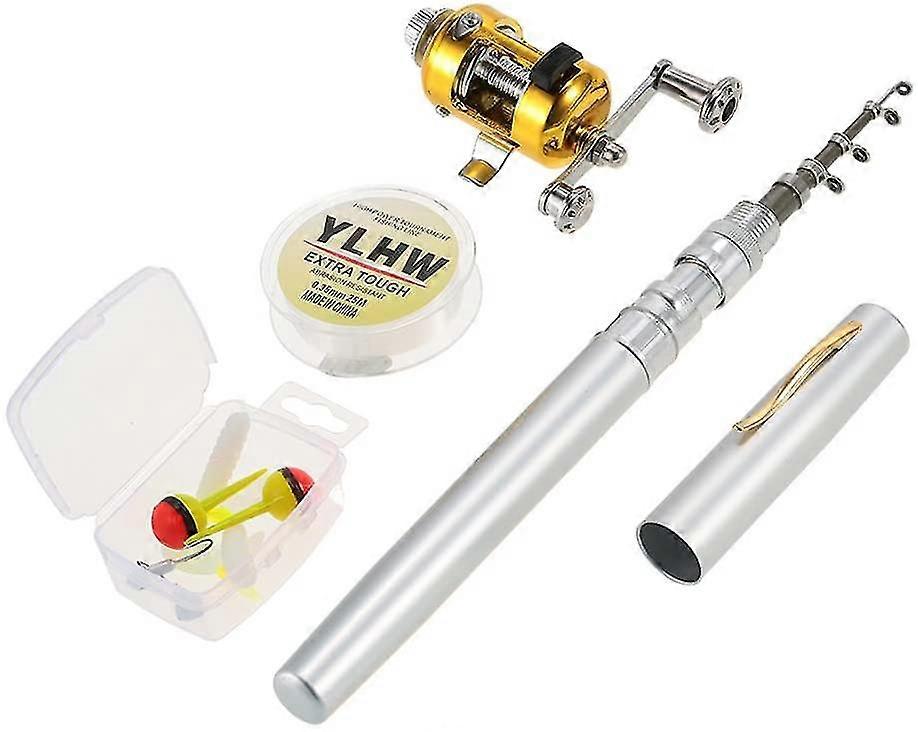 עט דיג חכה סליל משולבת סט טלסקופי מוט חכה דיג כיס + סליל אלומיניום סגסוגת דיג קו פתיונות רכים