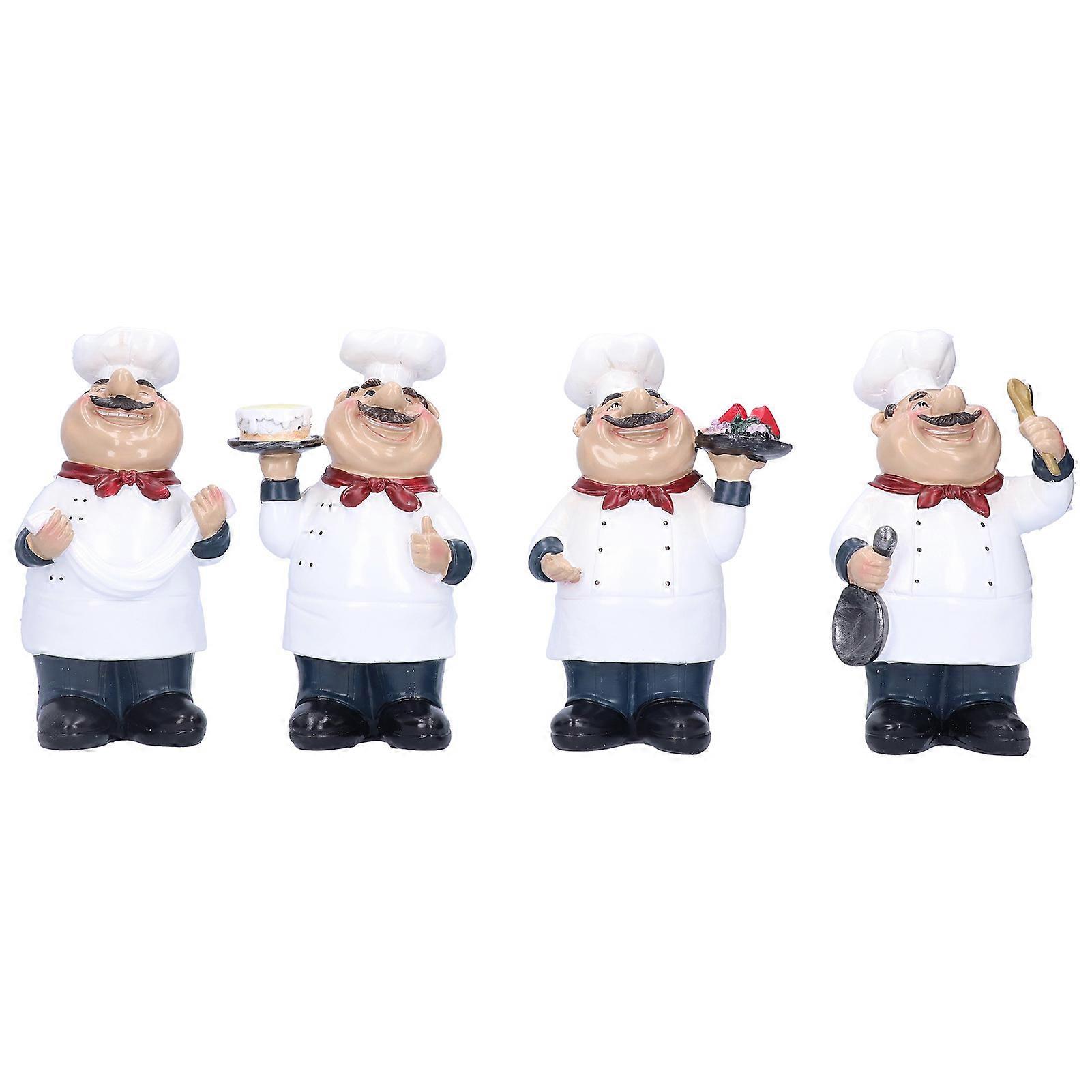 4Pcs Chef Style Ornaments Character Sculpture Dining Table Creativity Gift Craft Decorations