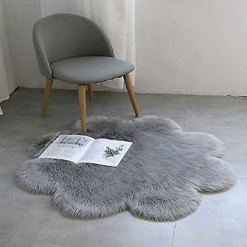 sheepskin imitation carpet faux fur decorative gray, 45 x 45cm