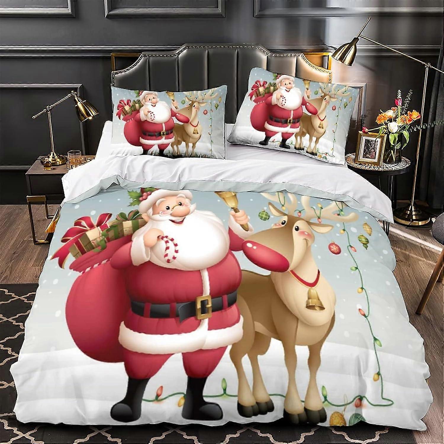 مجموعة غطاء لحاف مع مجموعة هدايا عيد الميلاد المطبوعة لعيد الميلاد للأطفال المراهقين الكبار 1 قطعة غطاء لحاف مع إغلاق