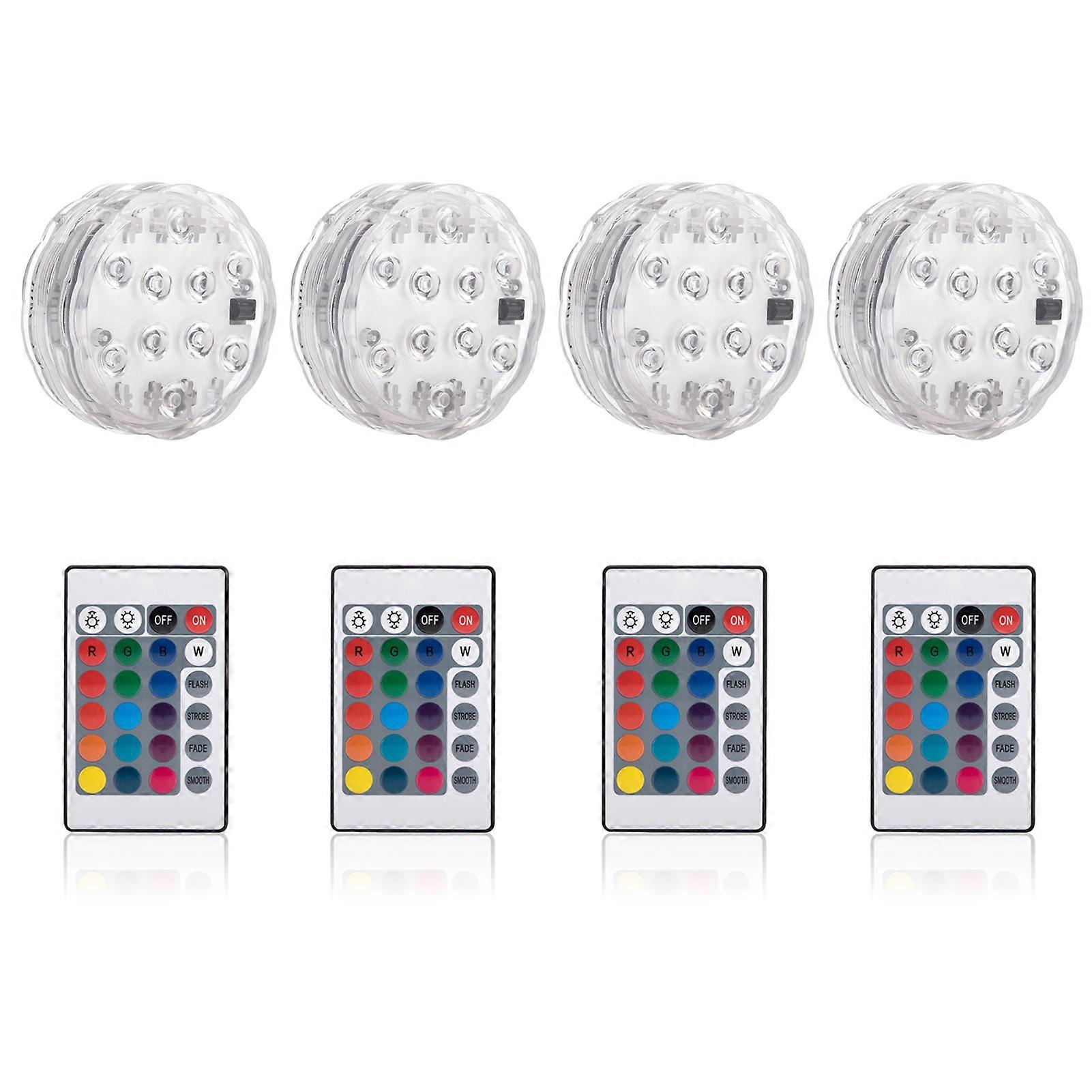 4Pcs Diving Light Colorful Remote Control Waterproof Underwater Knob Light Aquarium Light
