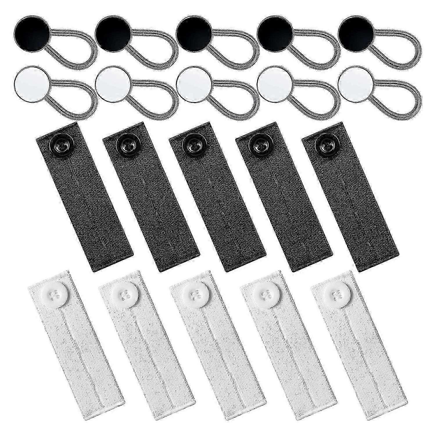 20 Pcs Extender Button Set Including 10 Elastic Waist And Comfy Collar Adjustable Extenders For Jea