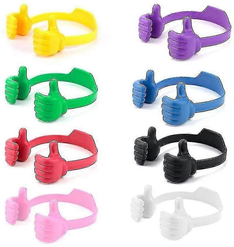 Confezione da 8 supporti per cellulare Thumbs Up, supporto regolabile in silicone per tablet, supporto portatile da scrivania multicolore