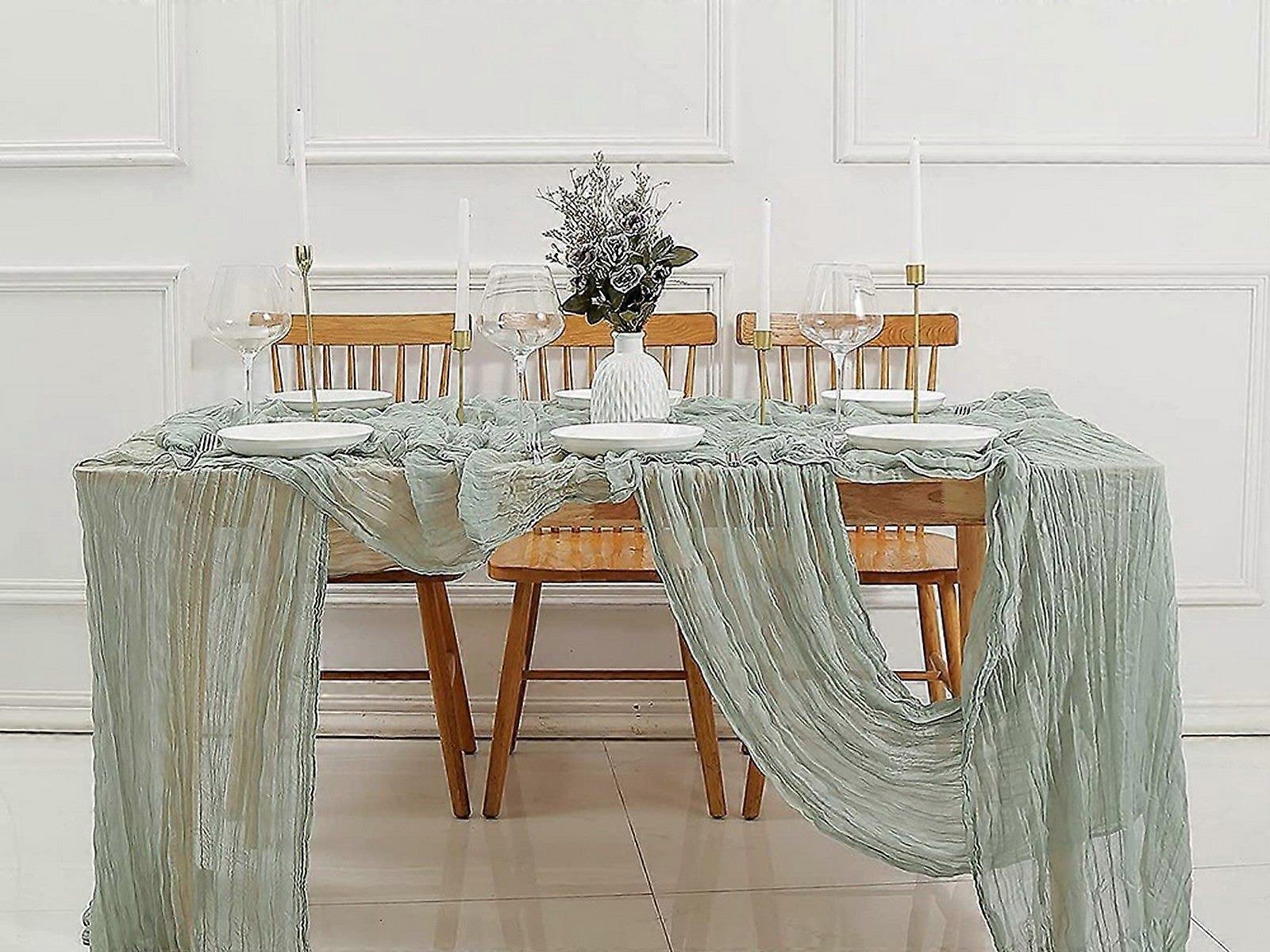 90x180cm Tulle Doily Table Runner Wedding Table Cloth Decor Light Green