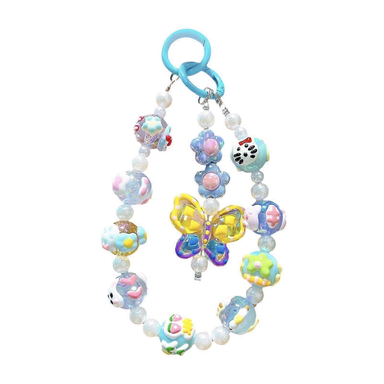 Beaded Phone Charm Phone Chain Key Chain Phone Lanyard Phone Strap Bag Charm Blue