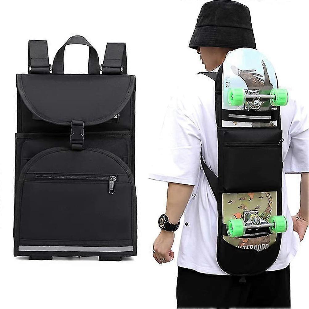 Skateboard Backpack - Adjustable Shoulder Strap, Foldable Travel Bag for Regular Boards