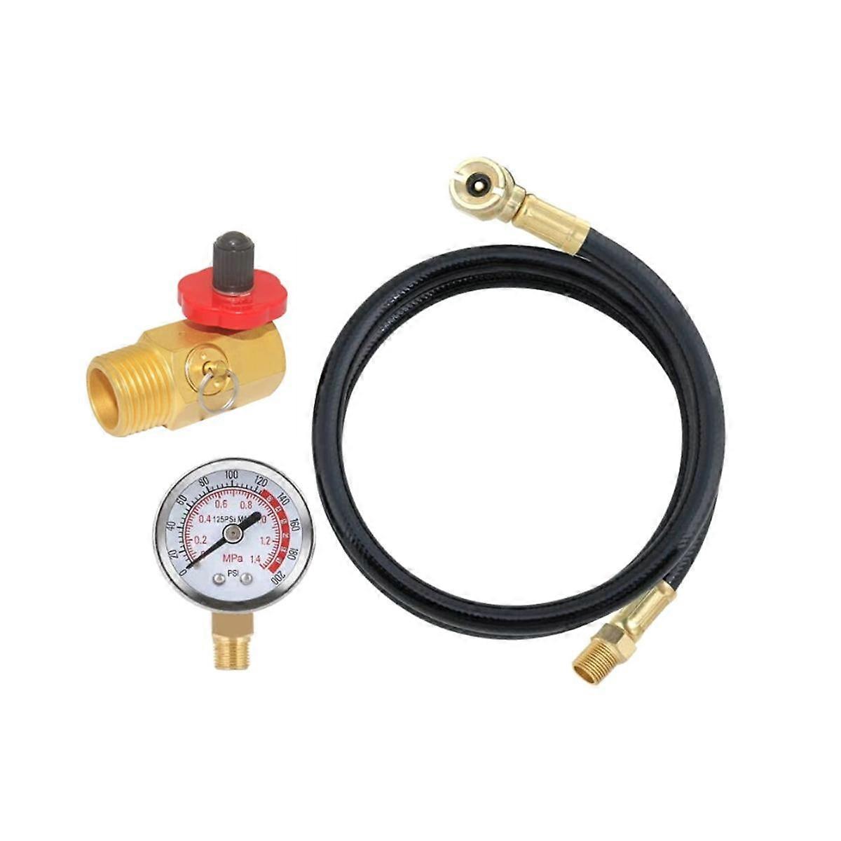 Air Tank Repair Kit W/Safety Valve, Pressure Gauge and 4 Feet Air Tank Hose Assembly Kit for Portable Carry Tank
