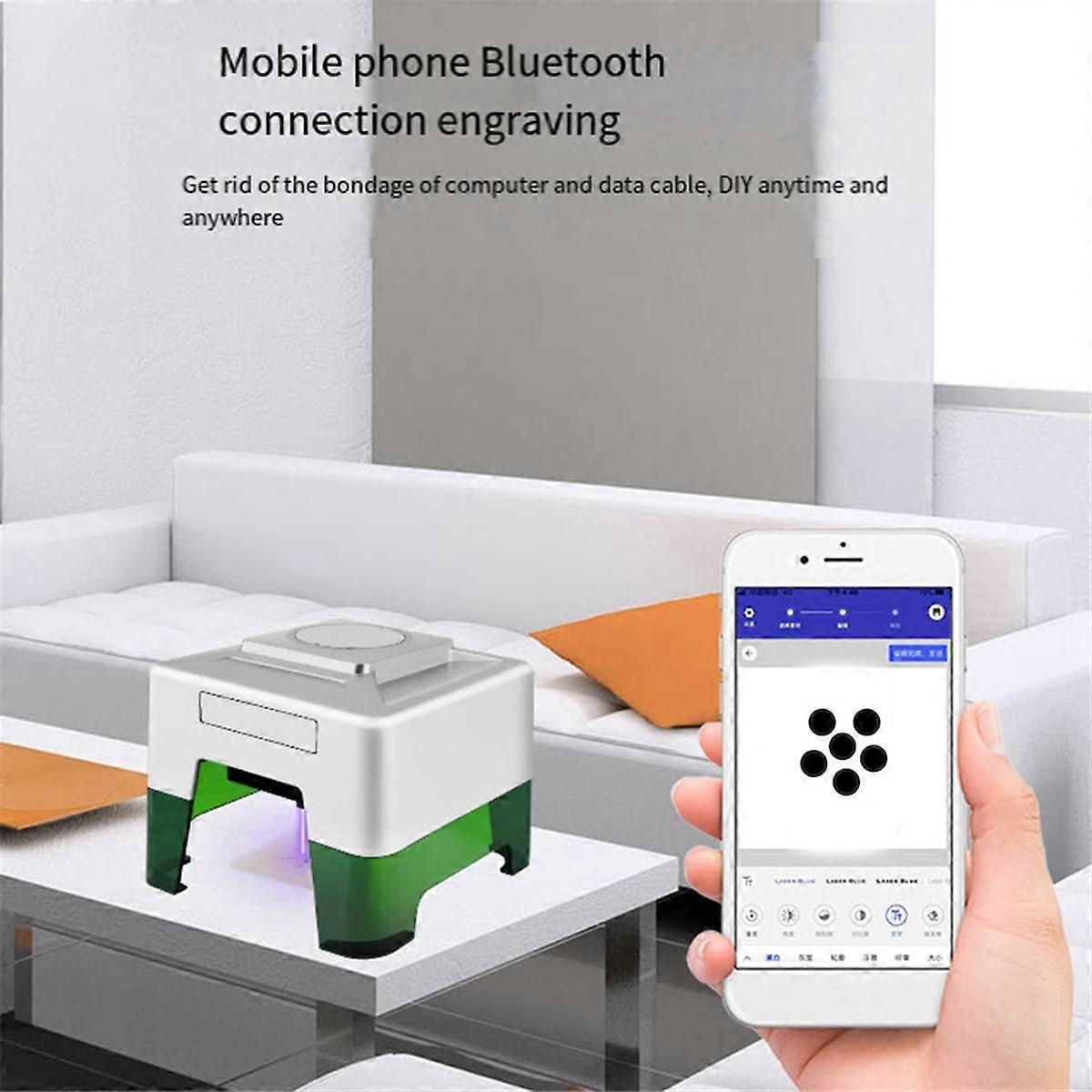 Mini Laser Engraving Machine , 1.6W Laser Power, for Woodwork, Wireless BT App Control for Tag Birthday Gift DIY US Plug