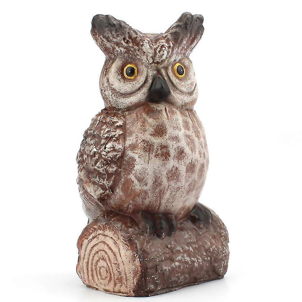 Simulation Owl Perched On Tree Statue Figurines Resin Ornament Bird Repellent