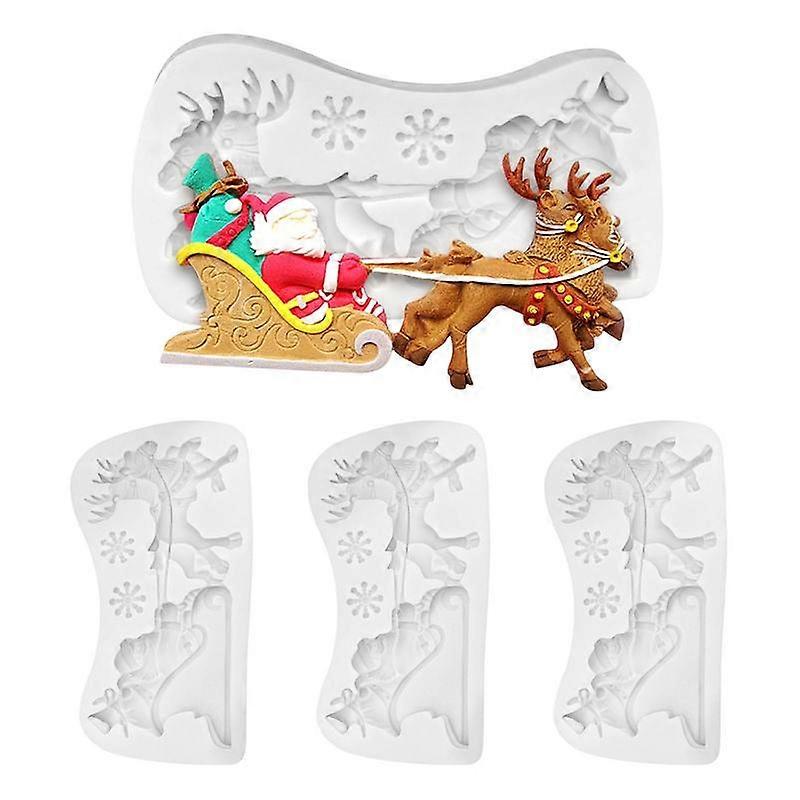 Vianočná silikónová fondánová forma Pečenie Cukrová torta Zdobenie Nástroj na pečenie 3D Vianočný Santa Claus Sane Jeleň Elk Forma