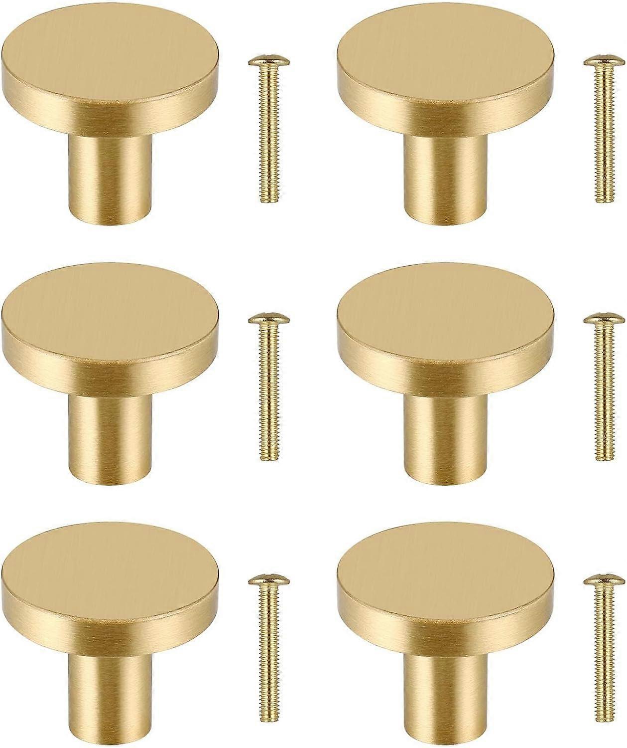 3/6 Pcs Solid Brass Gold Drawer Knobs [20 * 25mm], Durable Cabinet Knobs, Single Hole Door Handles