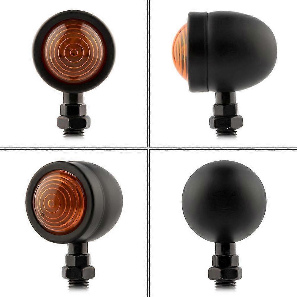 2x Universal Motorcycle Turn Signal Indicators Blinker Amber Light Chrome Metal