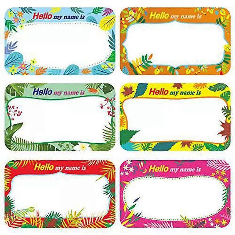 150 Pcs Name Tag Label Sticker in 6 Designs with Perforated Line for School Office Home (3.5"x2.2" Each)