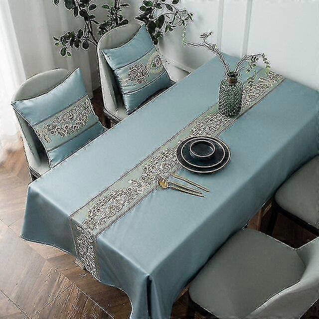 Tablecloths classical embroidered table runner waterproof simulation silk geometric tablecloth coffee
