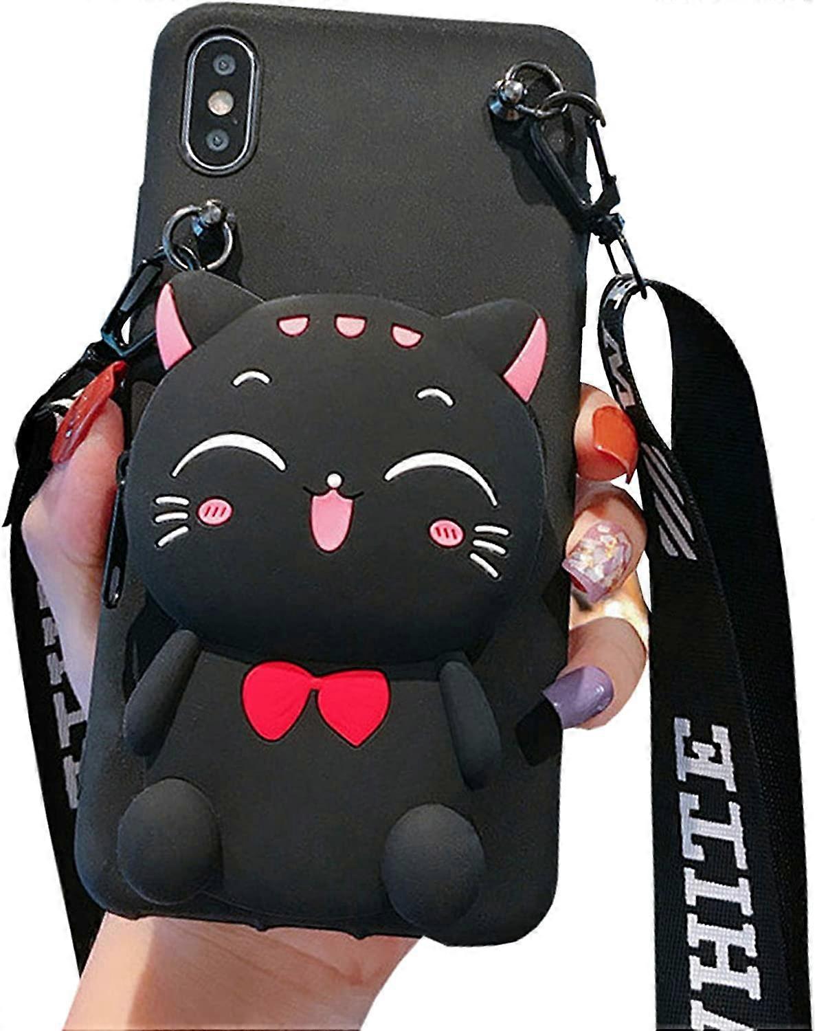 iPhone 13 Pro Max Case Cute Cat with Crossbody Lanyard