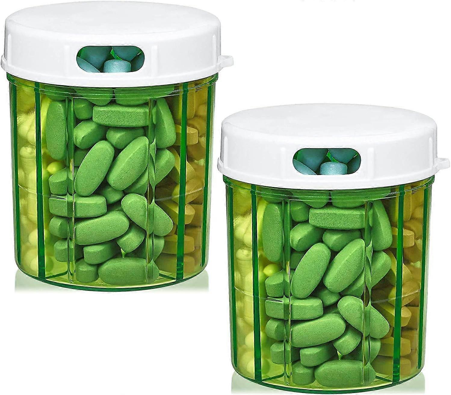 Round Pill Organizer Dispenser - Pack of 29*9*10cm - Pill Boxes with 4 Compartments for Medicines, Vitamins and Supplements Daily Pill Reminder Box fo