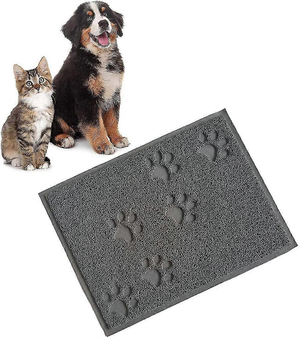 Non-slip Pet Feeding Mat Waterproof Bowl Mat For Dog Cat Placemat Gray 30*40cm