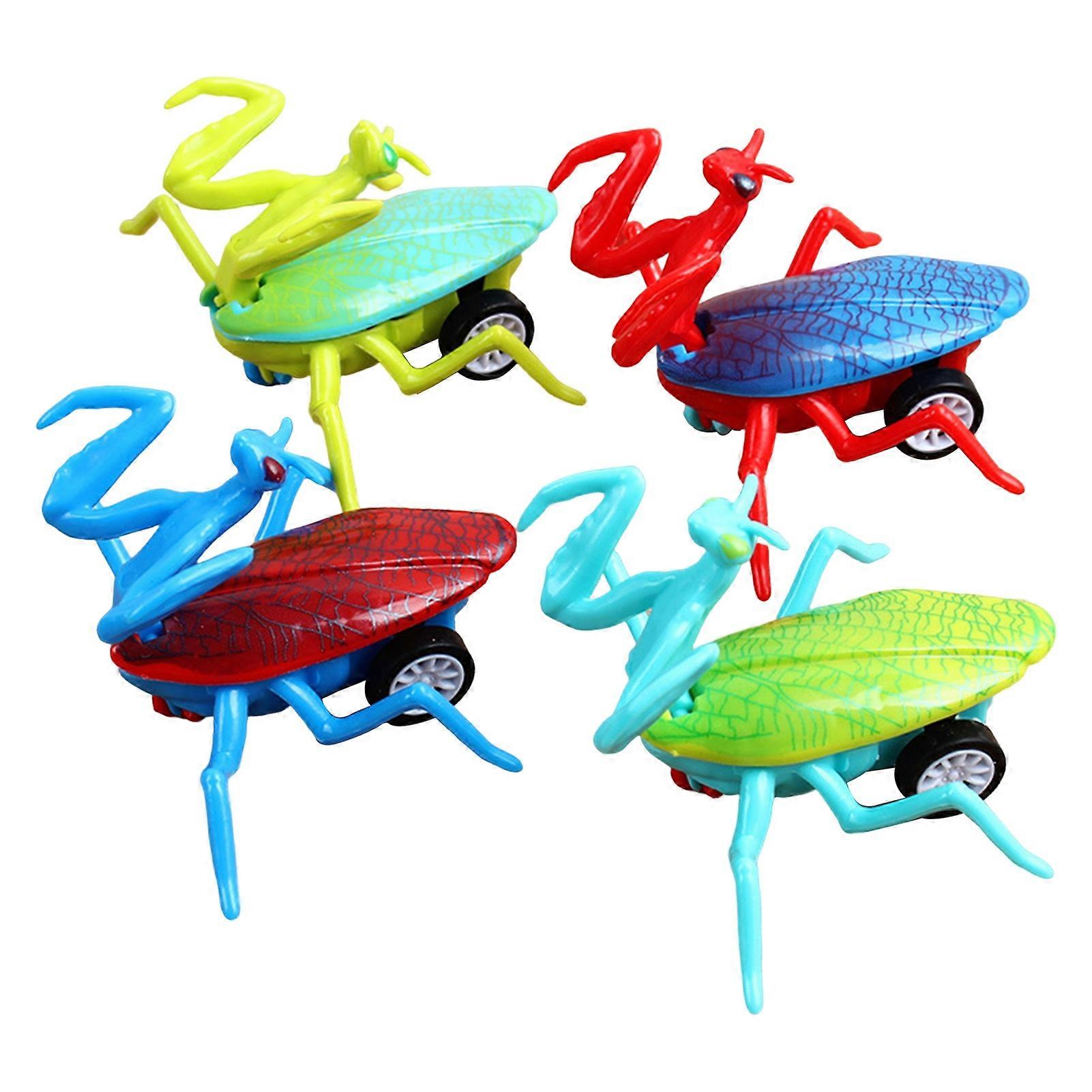 2Pcs Cartoon Mantis Pull Back Cars Battery-Free Racing Vehicle Toy Interactive Educational Model Toy Gift Basket Stuffer Party Favor Kaesi