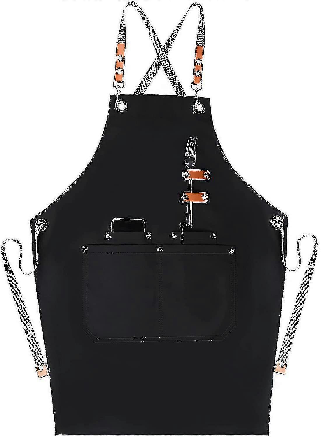 Chef Apron With Cross Back Bib Apron Cooking Aprons With Large Pockets