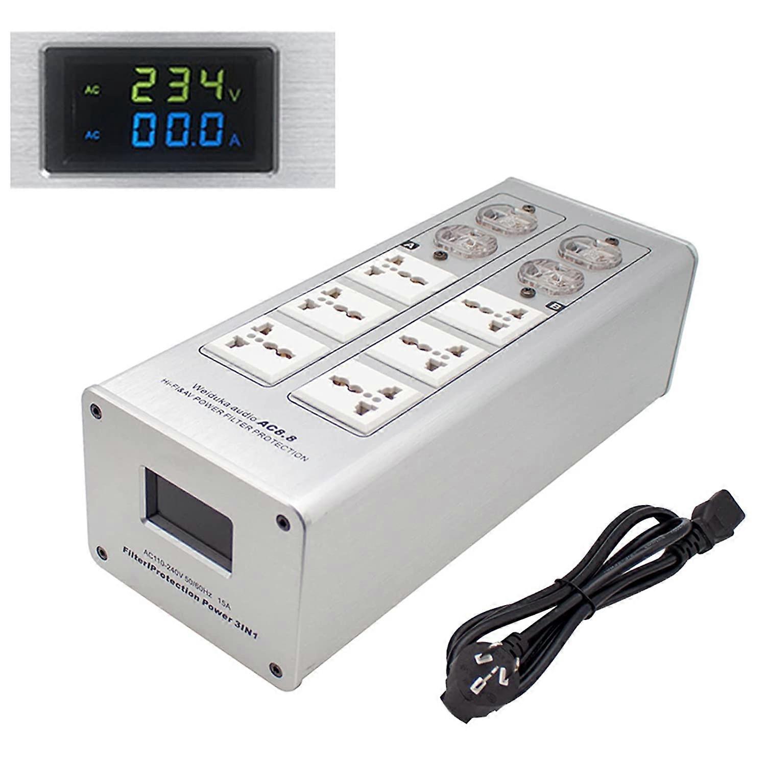 Upgraded AC8.8 Audio Dedicated Power Filter Purifier, 220V 3000W 15A LED Display Audio Power Supply Power Socket
