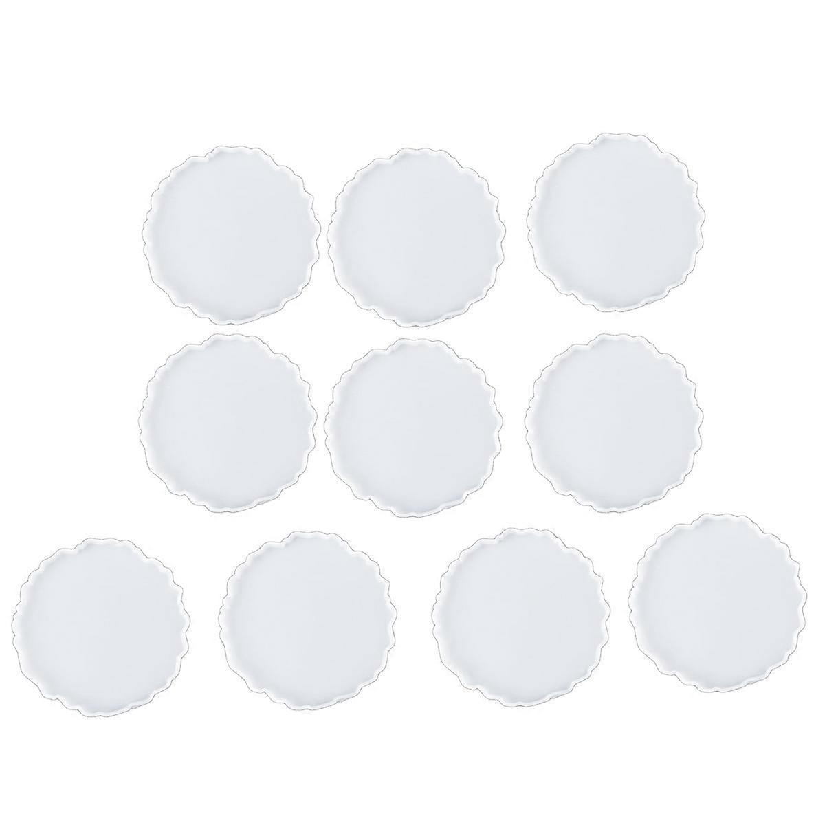 10 Pcs Silicone Coaster Resin Casting Making Mold,Coaster Epoxy Molds Craft DIY