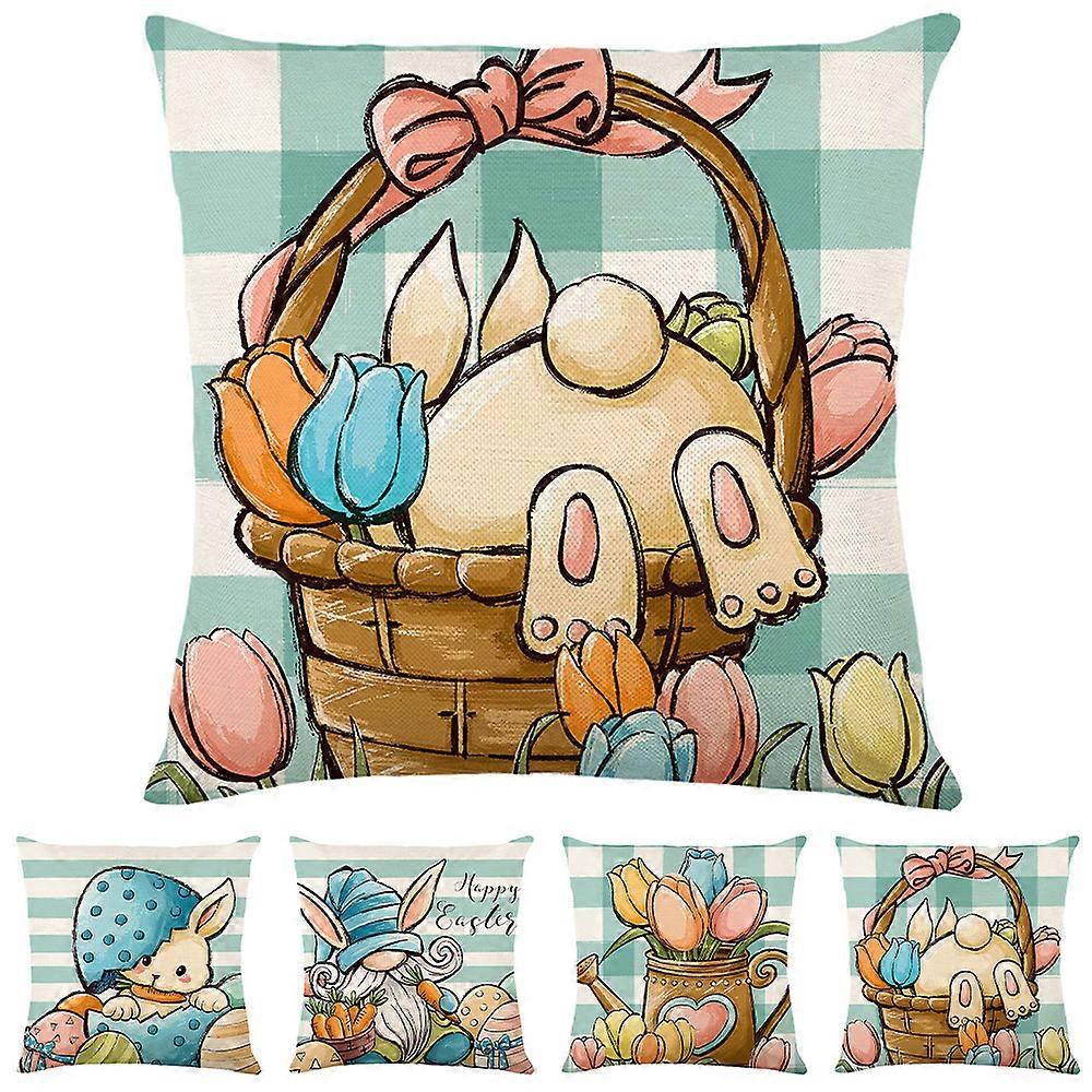 1/4PCS Easter Cartoon Throw Pillow Case Cushion Cover Sofa Bedroom Decor