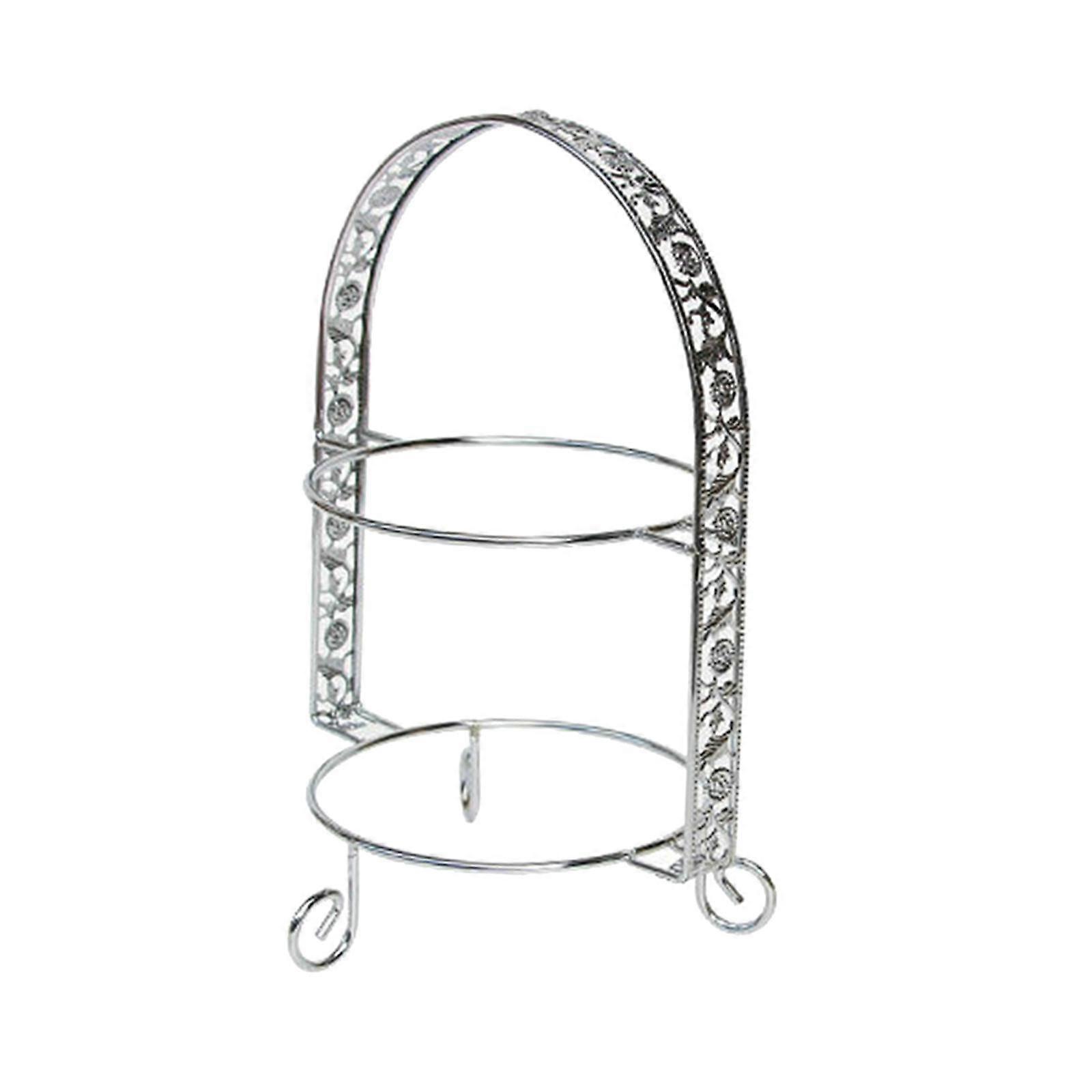 Fier de călcat cu 2 anvelope Cupcake Platter Display Display Rack pentru farfurii de servire argintiu 10 inch