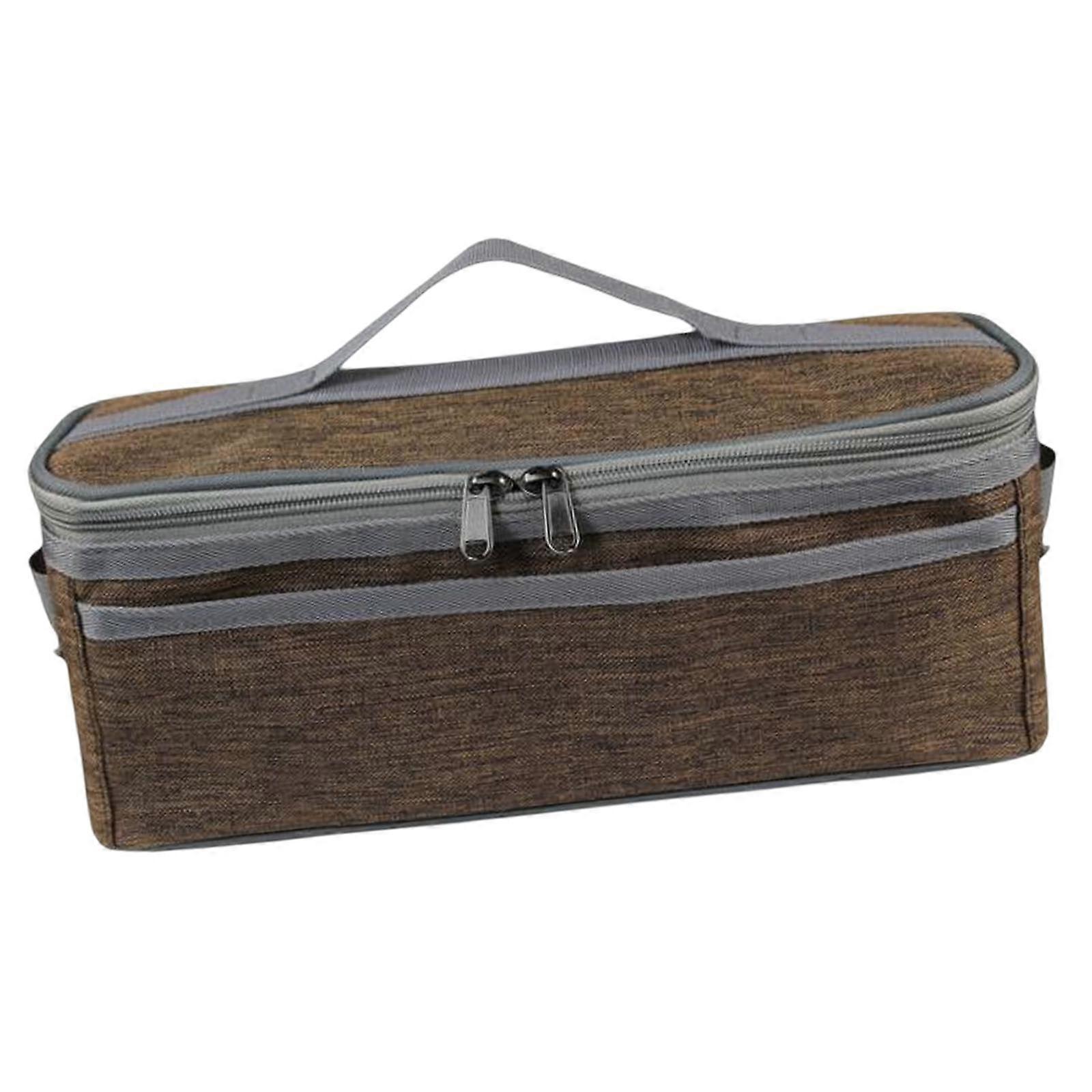 Multi Pocket Tableware Storage Bag Camping Picnic  Oxford Cloth Brown