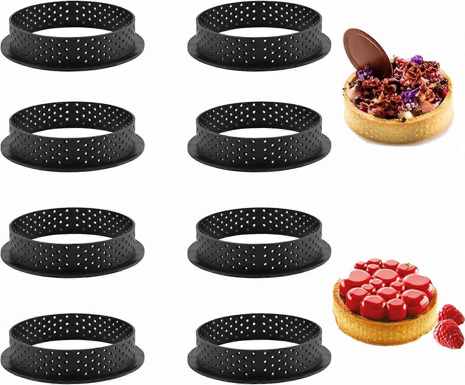 8pcsタルトリング金型、マフィンムースケーキサークルカッターを焼くためのミニタルトリング