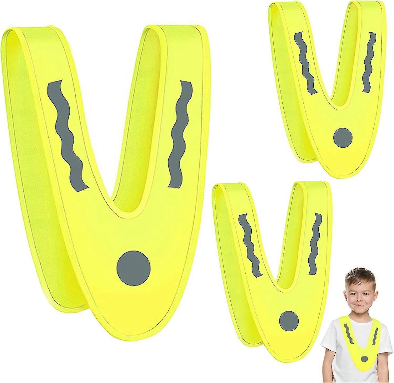 3 Pieces Child Safety Vest,reflective Vests,yellow Reflective Vest,triangle Shaped Child Vest,warning Vest For Boys And Girls,reflective Vest