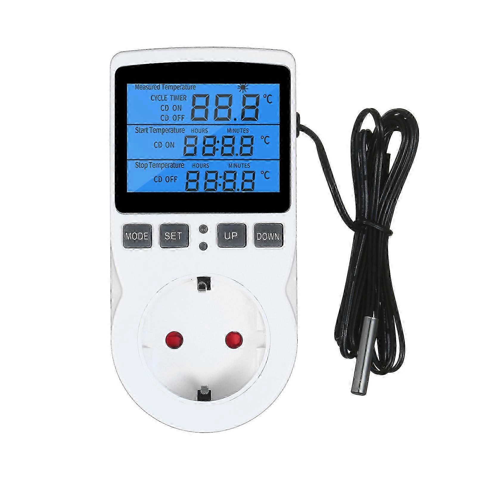 Digital Thermostat Controller LCD Thermostat Outlet Plug Heating Cooling Control for Terrarium Aquarium Reptiles Temperature Controlled Outlet Socket