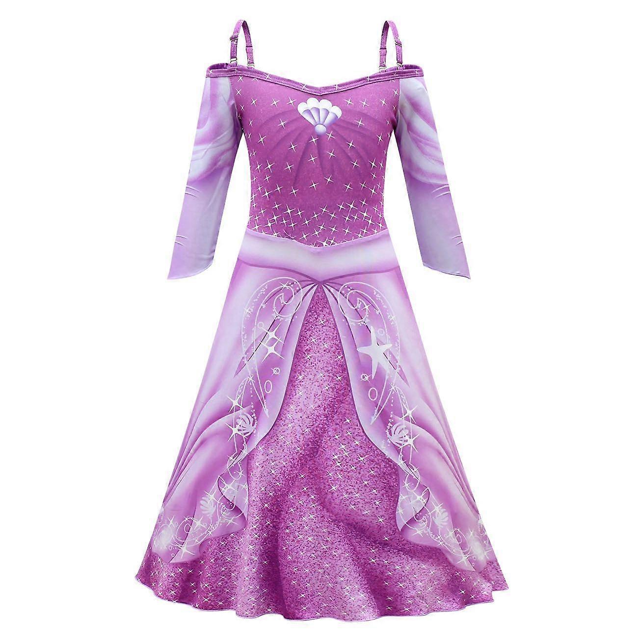 בתולת ים אריאל קלאסית קוספליי לבנות שמלת שרוול ארוך ליל כל הקדושים תחפושות למסיבת קרנבל