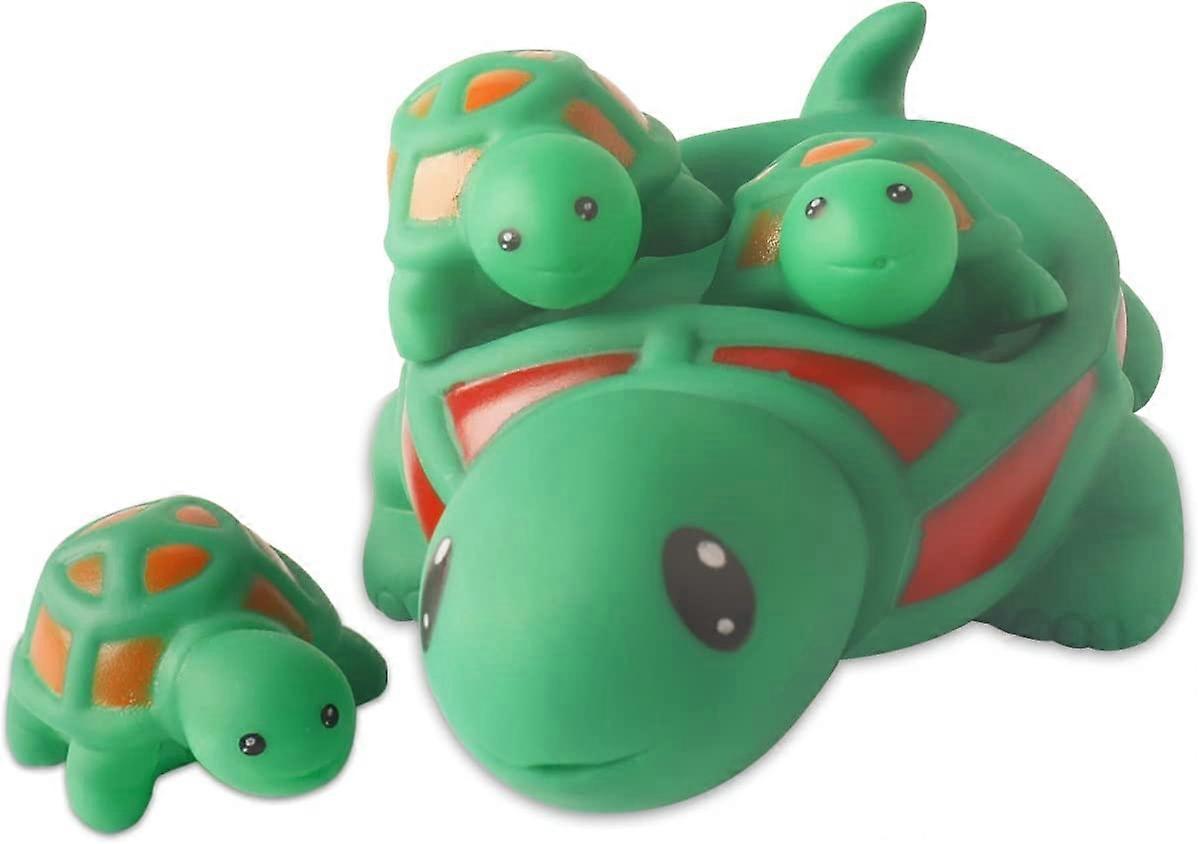 Bath Turtle Toys 4Pcs Family Rubber Tortoise Float&Squeak Baby