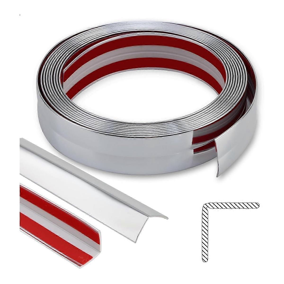 Shiny Multifunctional Molding Trim, Peel and Stick Inside Outside Corner Guards for Wall Table Edge Door Frame Silver
