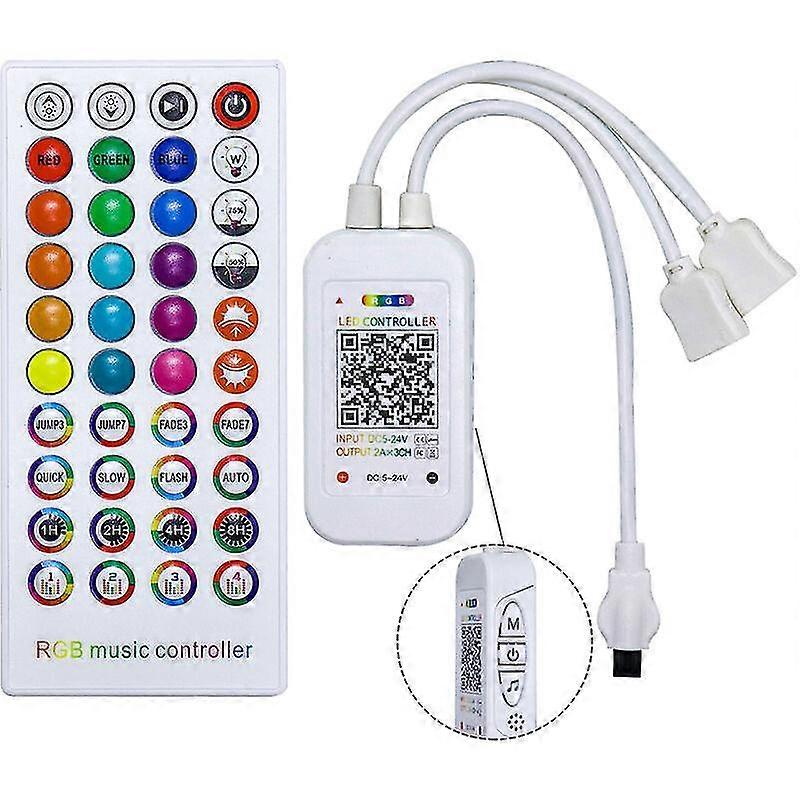 Smart Led Strip Rgb Music Controller 40 Keys Wireless Infrared (ir) Remote Control For Multicolor Strip, Compatible With Android, Ios Works By Alexa