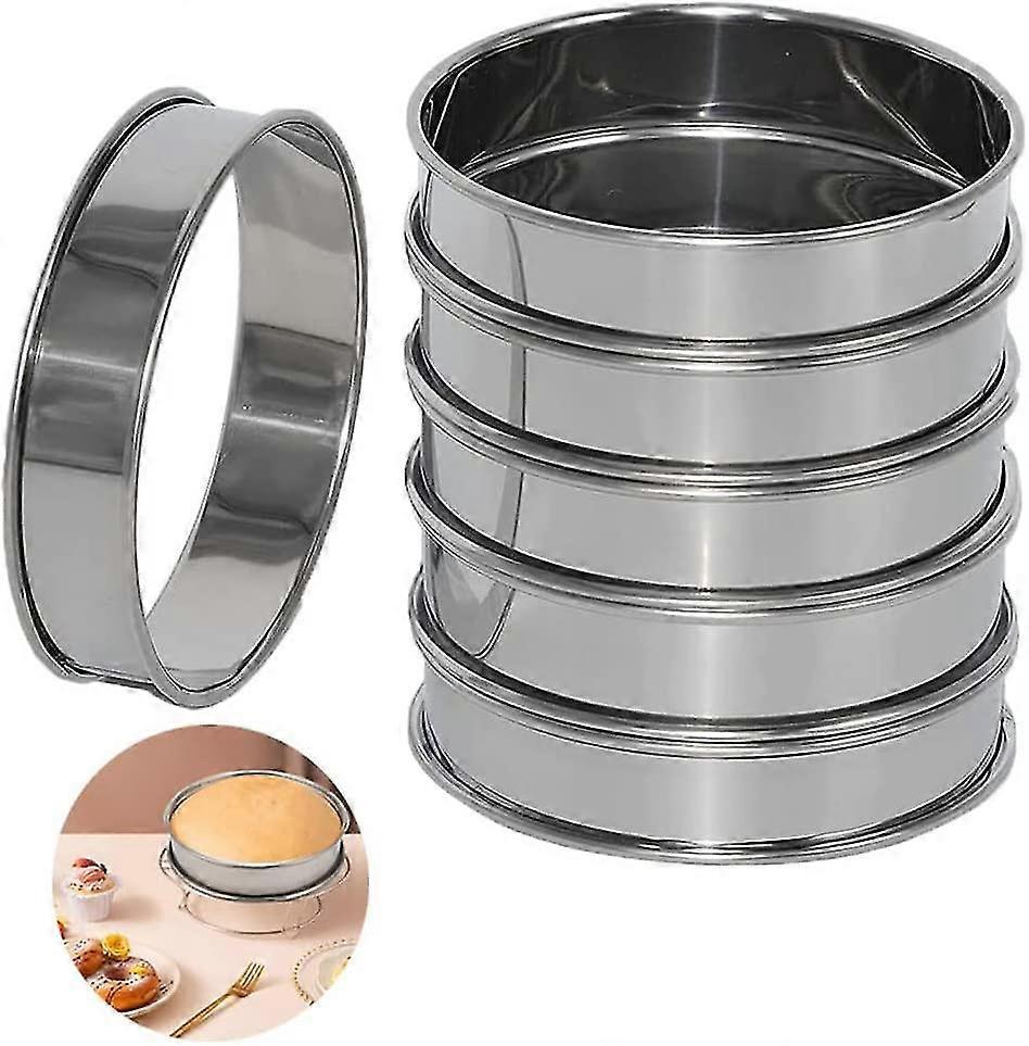 Pacote com 6 anéis de muffin inglês de 4 polegadas, anéis de aço para crumpet, anéis de torta, redondos