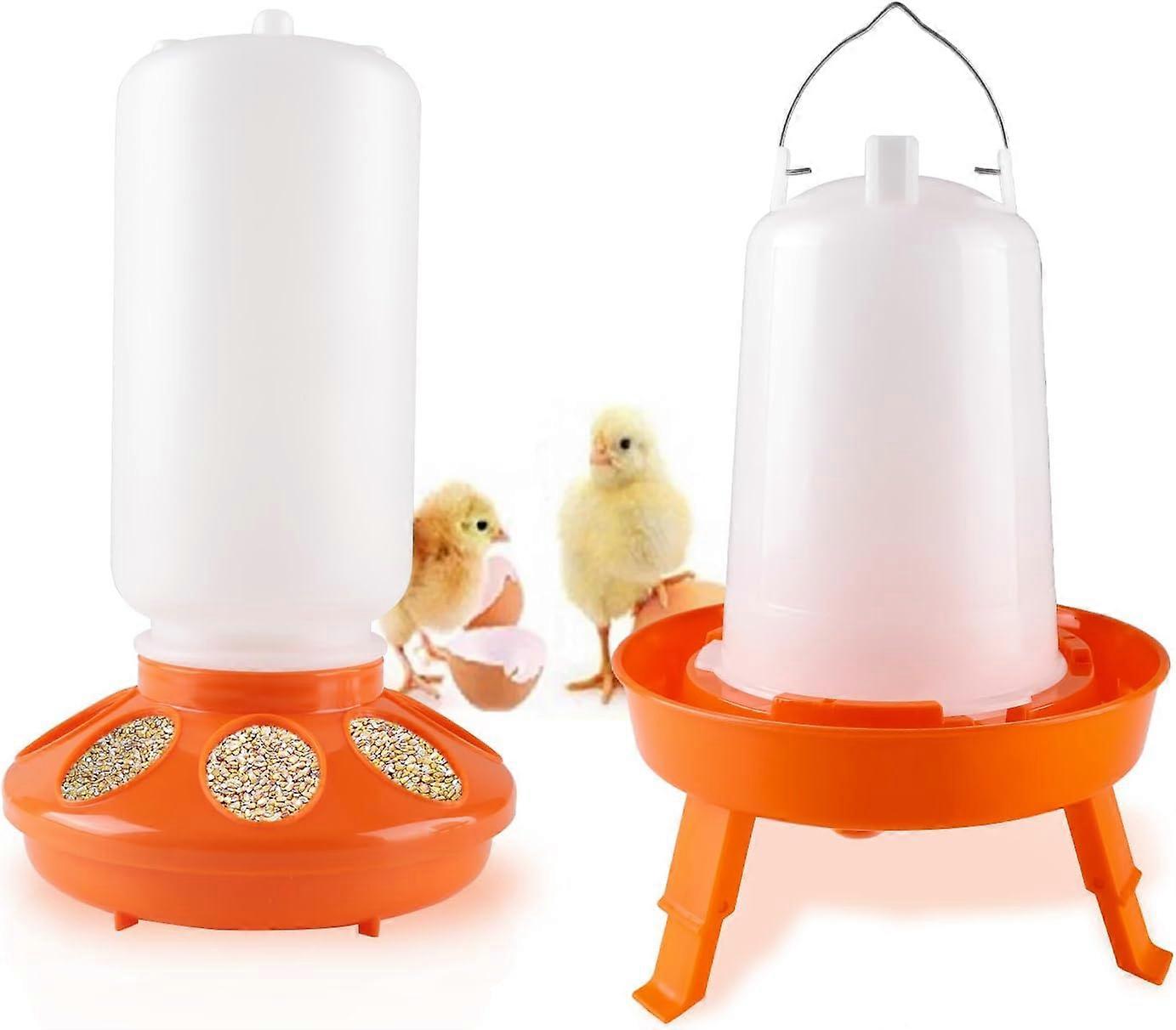 Tiflev Adjustable Height Chick Feeder & Waterer Set - 3.0L Feeder & 1.5L Waterer For Baby Chicks