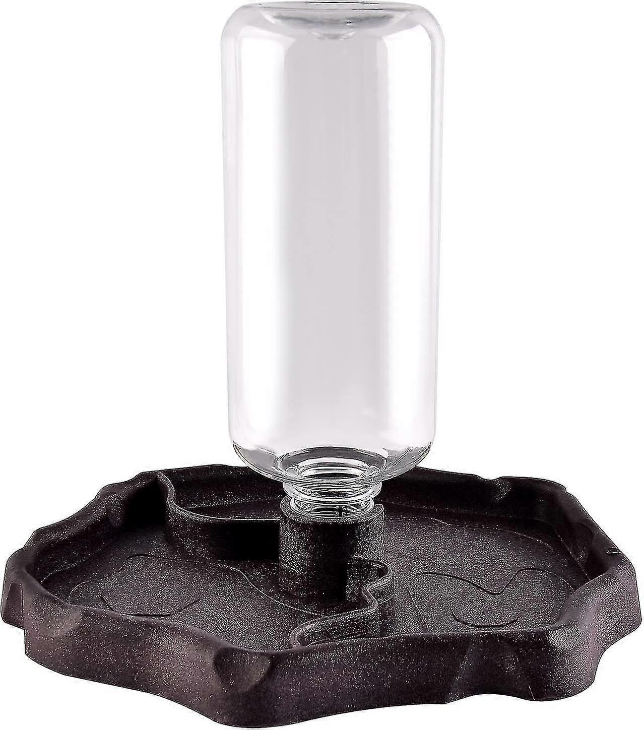 Reptile Water Dispenser, Turtle Drinker, Terrestrial Turtle Feeder, 2 In 1 Anti-overflow Food Dispenser Plastic Bowl Accessory - Brown