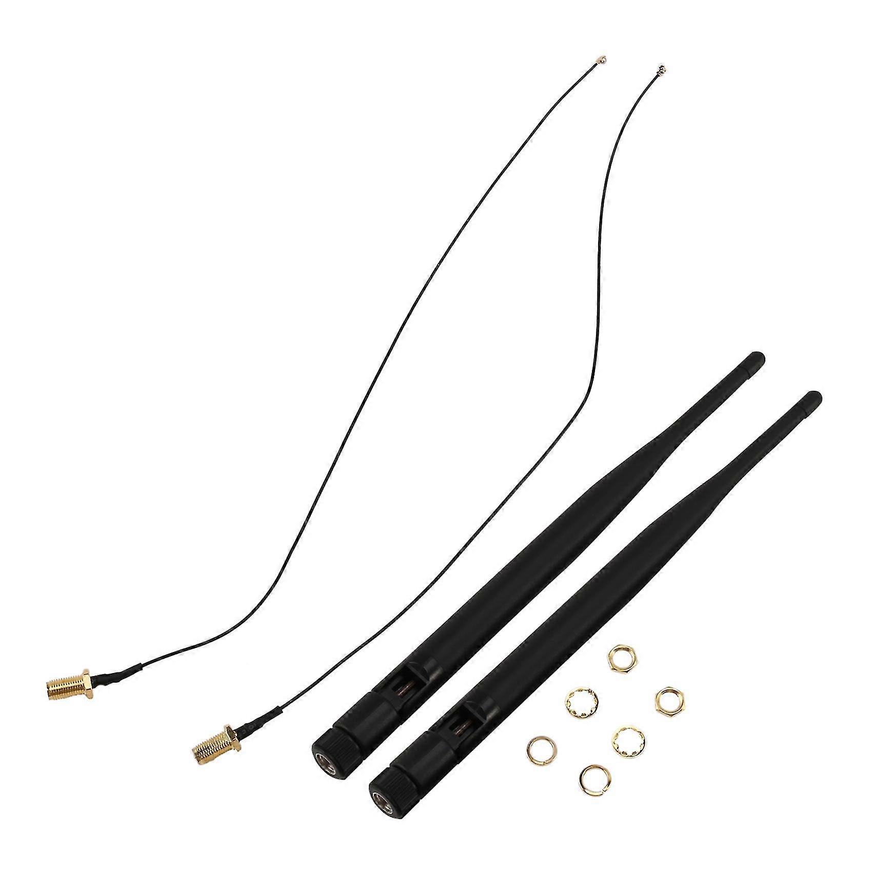 2 X 6dbi 2.4ghz 5ghz Dual Band Wifi Rp-sma Antenna + 2 X 35cm U.fl Ipex Cable