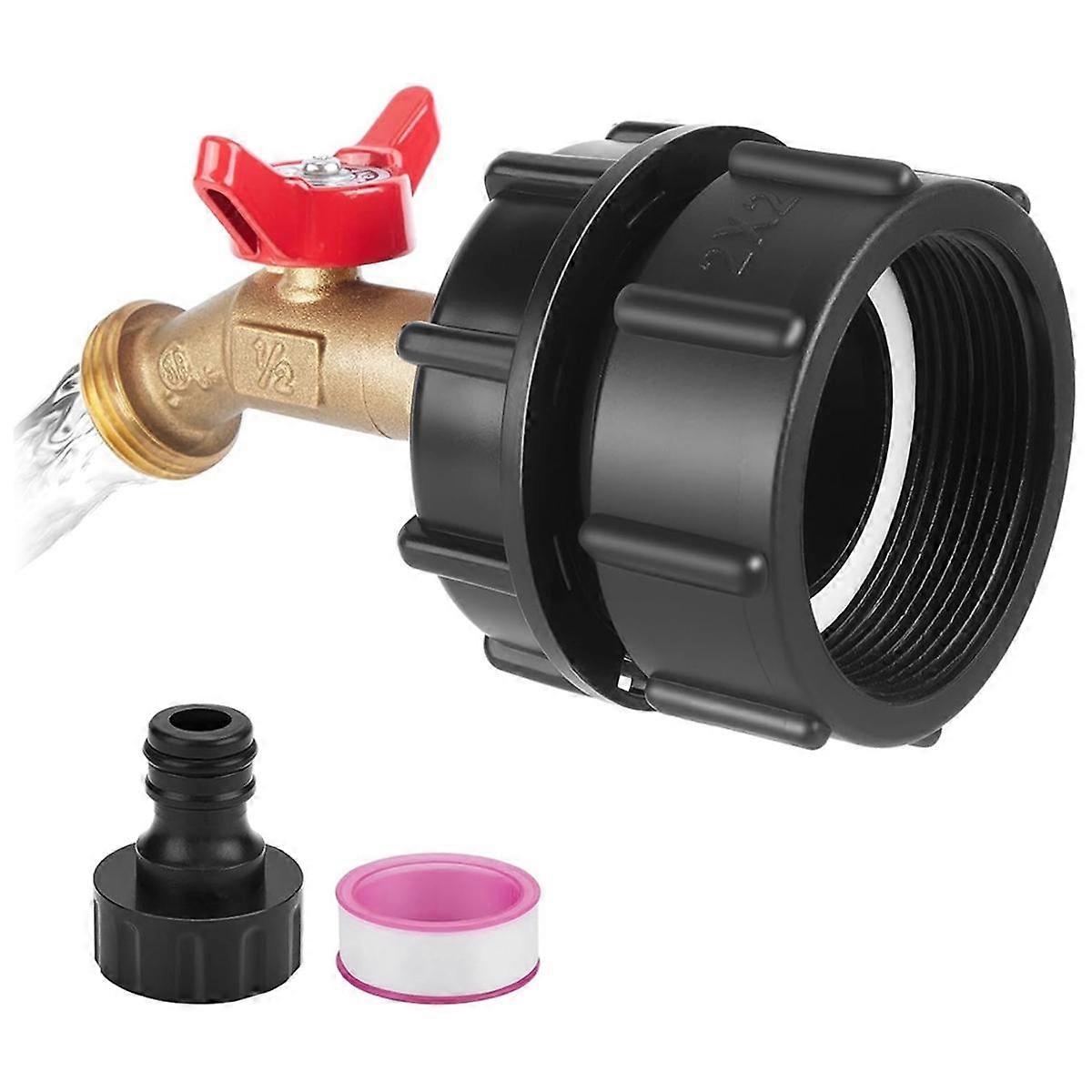 IBC Tank Adapter, 2.36In Fine Thread Adapter for 275-330 Gallon IBC Tote Tank, Tote Fitting with Br