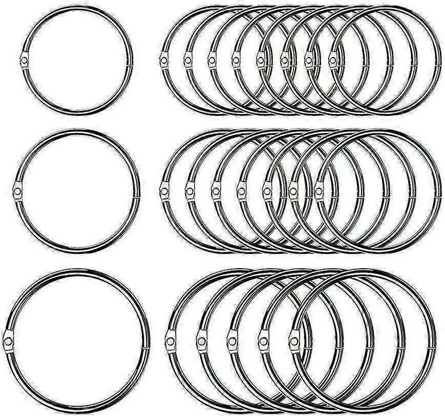 60Pcs Heilwiy Hinged Metal Book Rings Bulk Binding Rings Keychain Ring