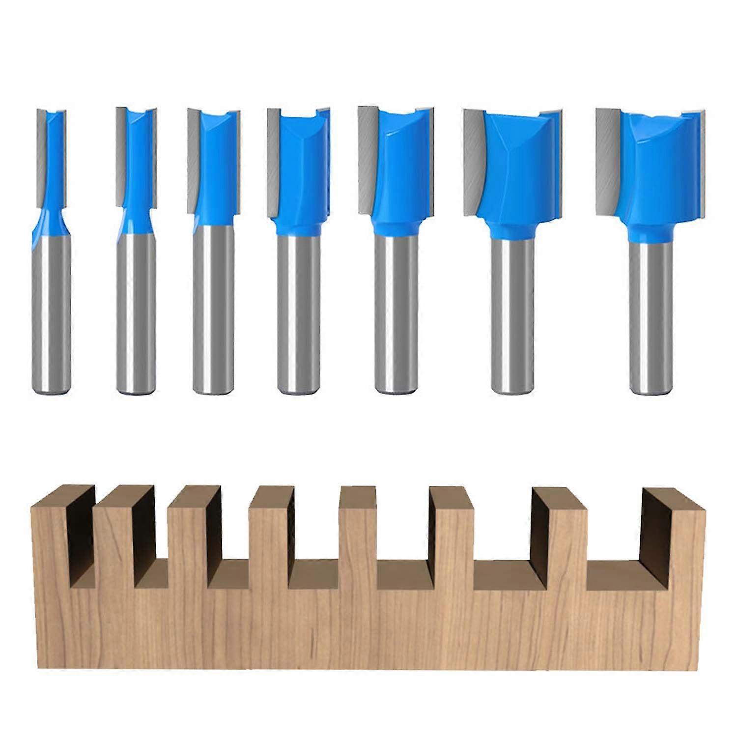 Pieces 8mm Shank Woodworking Router Bit Set, Straight Router Bits, Double Edge Slotting Cutter, Copy Router Bit, for Woodworking