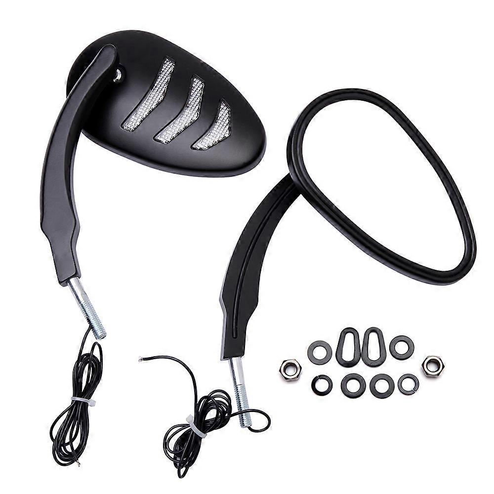 QX 2Pcs Motorcycle Rearview Side Mirrors with Led Turn Signal Light For Harley 2008-2013 Motorcycle LED Turn Signal Side Mirrors